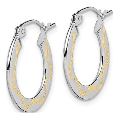 10K White Gold Diamond-Cut Hoop Earrings – view 3