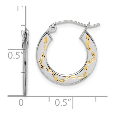 10K White Gold Diamond-Cut Hoop Earrings – view 5