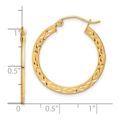 10K Yellow Gold 26mm Diamond-Cut Hollow Hoop Earrings – view 3