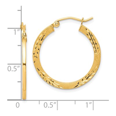 10K Yellow Gold 26mm Diamond-Cut Hoop Earrings – view 3