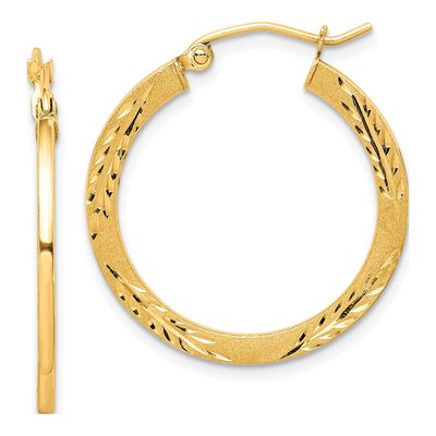 10K Yellow Gold 26mm Diamond-Cut Hoop Earrings