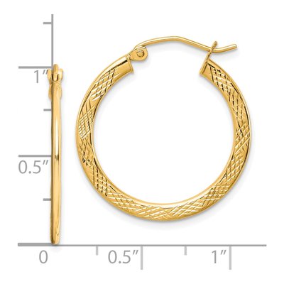 10K Yellow Gold 26mm Textured Hoop Earrings – view 3