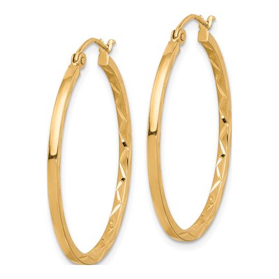 10K Yellow Gold 30mm Diamond-Cut Hoop Earrings – view 3