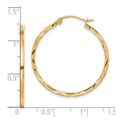 10K Yellow Gold 30mm Diamond-Cut Hoop Earrings – view 5