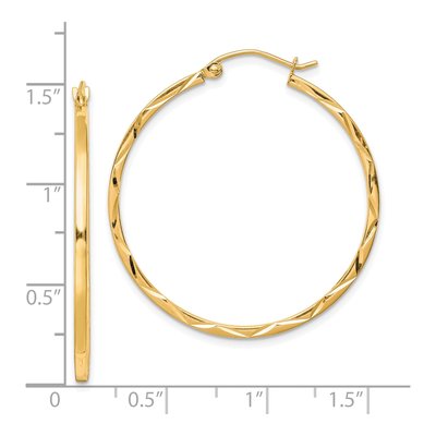 10K Yellow Gold 35mm Diamond-Cut Hoop Earrings – view 3