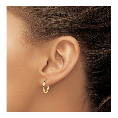 10K Yellow Gold 15mm Diamond-Cut Hoop Earrings – view 4
