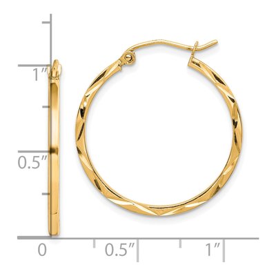 10K Yellow Gold 25mm Diamond-Cut Hoop Earrings – view 3