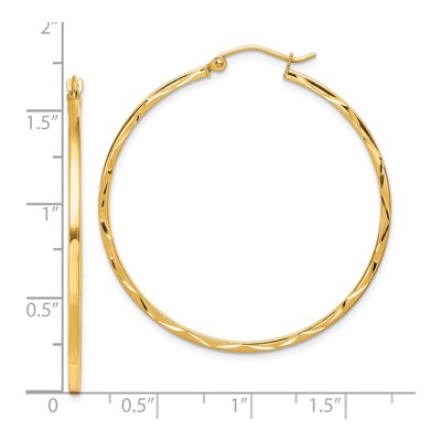 10K Yellow Gold 40mm Diamond-Cut Hoop Earrings – view 3