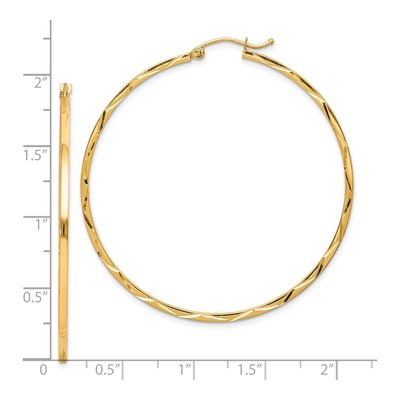 10K Yellow Gold 50mm Diamond-Cut Hoop Earrings – view 3