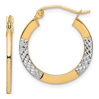 10K Yellow Gold 20mm Diamond-Cut Hoop Earrings