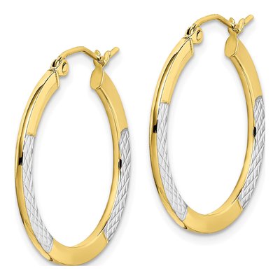 10K Yellow Gold 20mm Diamond-Cut Hoop Earrings – view 3