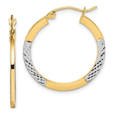 10K Yellow Gold 20mm Diamond-Cut Hoop Earrings