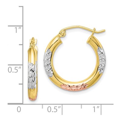10K Yellow Gold 21mm Diamond-Cut Hoop Earrings – view 3