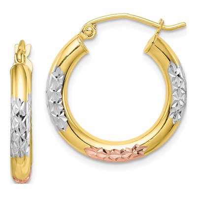 10K Yellow Gold 21mm Diamond-Cut Hoop Earrings