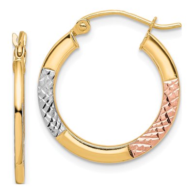 10K Yellow Gold 20mm Diamond-Cut Hoop Earrings