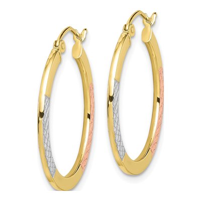 10K Yellow Gold 25mm Diamond-Cut Hoop Earrings – view 3