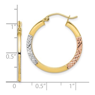 10K Yellow Gold 25mm Diamond-Cut Hoop Earrings – view 5