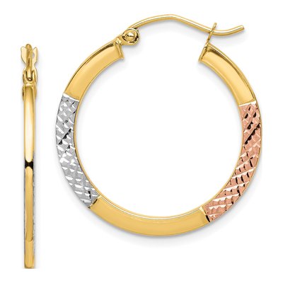 10K Yellow Gold 25mm Diamond-Cut Hoop Earrings