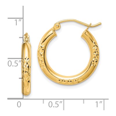 10K Yellow Gold 20mm Diamond-Cut Hoop Earrings – view 3