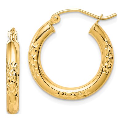 10K Yellow Gold 20mm Diamond-Cut Hoop Earrings
