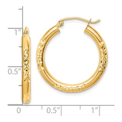 10K Yellow Gold 25mm Diamond-Cut Hoop Earrings – view 3