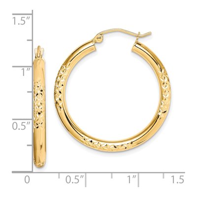 10K Yellow Gold 30mm Diamond-Cut Hoop Earrings – view 5