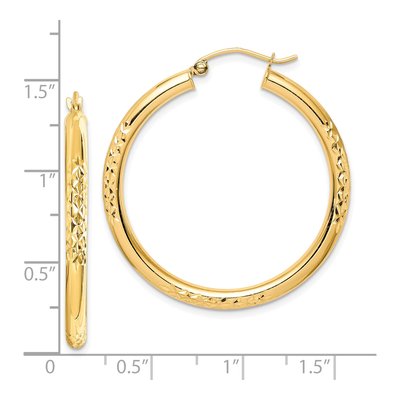 10K Yellow Gold 35mm Diamond-Cut Hoop Earrings – view 3