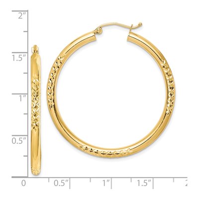 10K Yellow Gold 40mm Diamond-Cut Hoop Earrings – view 3