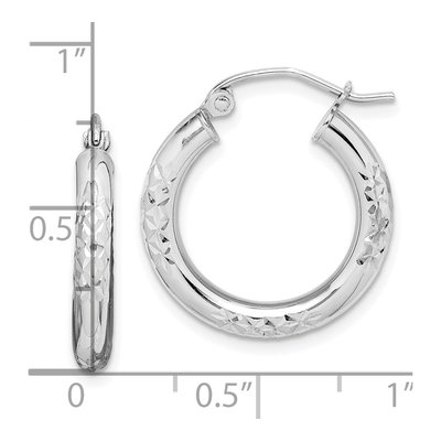 10K White Gold 21mm Diamond-Cut Hoop Earrings – view 3