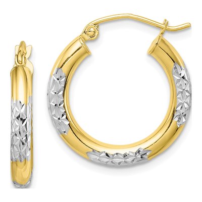 10K Yellow Gold 20mm Diamond-Cut Hoop Earrings
