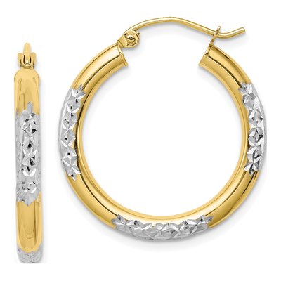 10K Yellow Gold 25mm Diamond-Cut Hoop Earrings