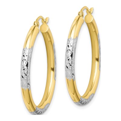 10K Yellow Gold 30mm Diamond-Cut Hoop Earrings – view 3