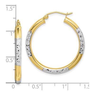 10K Yellow Gold 30mm Diamond-Cut Hoop Earrings – view 5