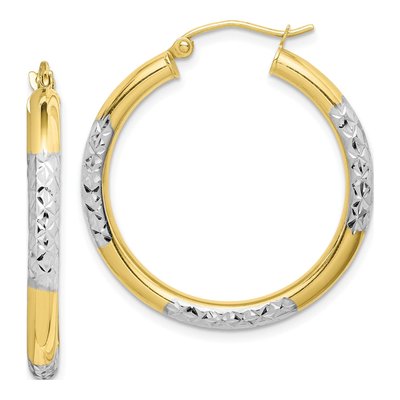 10K Yellow Gold 30mm Diamond-Cut Hoop Earrings