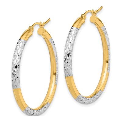 10K Yellow Gold 35mm Diamond-Cut Hoop Earrings – view 3