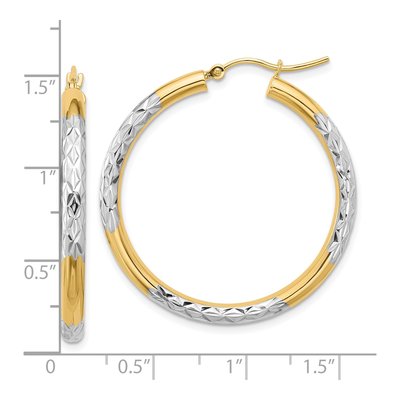 10K Yellow Gold 35mm Diamond-Cut Hoop Earrings – view 5