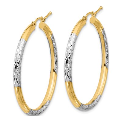 10K Yellow Gold 40mm Diamond-Cut Hoop Earrings – view 3