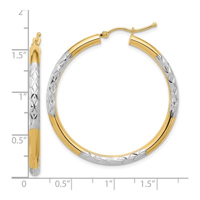 10K Yellow Gold 40mm Diamond-Cut Hoop Earrings – view 5