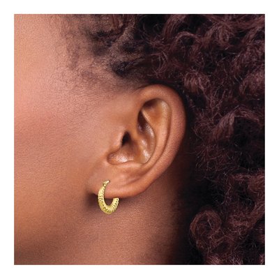 10K Yellow Gold 15mm Scalloped Hollow Hoop Earrings – view 4