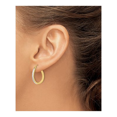 10K Yellow Gold 20mm Diamond-Cut Wavy Hoop Earrings – view 3