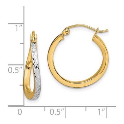 10K Yellow Gold 20mm Diamond-Cut Wavy Hoop Earrings – view 4