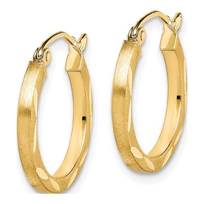 10K Yellow Gold 19mm Diamond-Cut Hoop Earrings – view 3