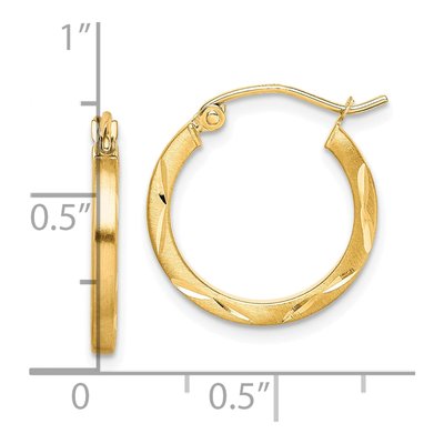 10K Yellow Gold 19mm Diamond-Cut Hoop Earrings – view 5