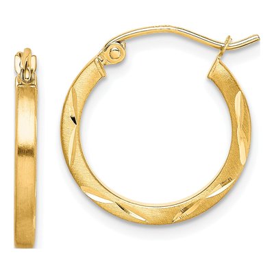 10K Yellow Gold 19mm Diamond-Cut Hoop Earrings