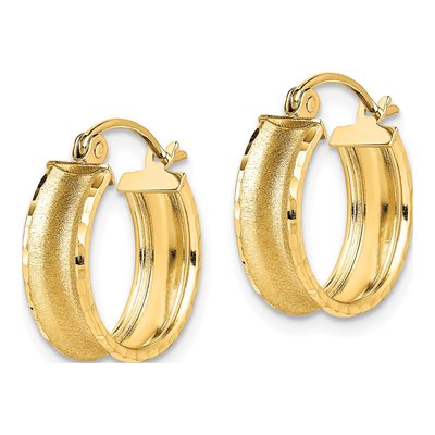 10K Yellow Gold 16mm Diamond-Cut Hoop Earrings – view 3