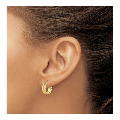 10K Yellow Gold 16mm Diamond-Cut Hoop Earrings – view 4