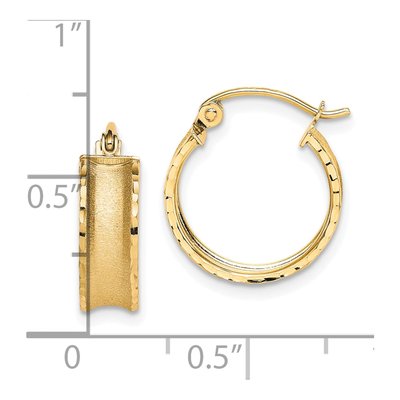 10K Yellow Gold 16mm Diamond-Cut Hoop Earrings – view 5