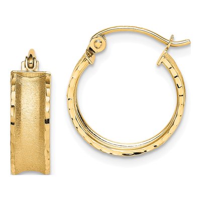 10K Yellow Gold 16mm Diamond-Cut Hoop Earrings