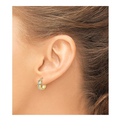 10K Yellow Gold 15mm Diamond-Cut Small Hoop Earrings – view 4