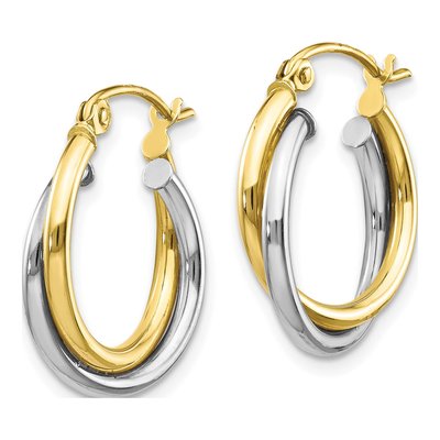 10K Two-Tone Gold 19mm Twisted Hoop Earrings – view 3